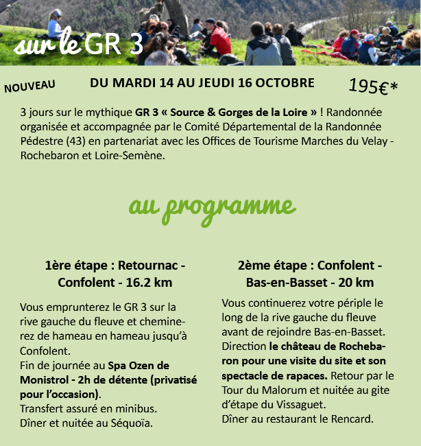 Séjour 3 jours en itinérance sur le GR3